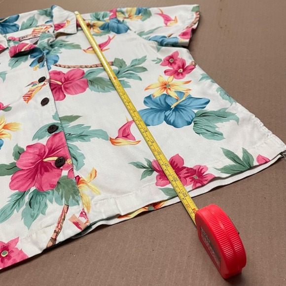 Caribbean Joe Womens Size Large Multicolor Floral Short Sleeve Button-Up Shirt - Picture 10 of 12